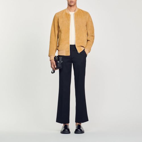 Blouson en cuir suédé - Sandro Paris - Modalova