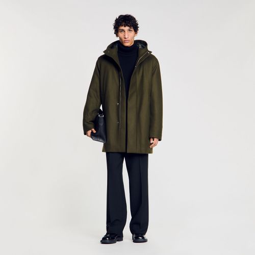 Parka en laine à capuche - Sandro Paris - Modalova