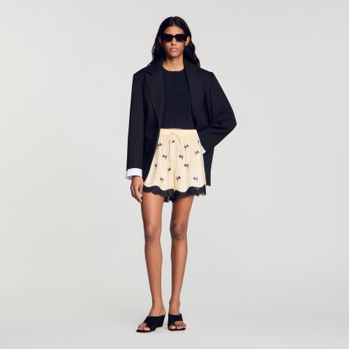 Short brodé à fleurs - Sandro Paris - Modalova