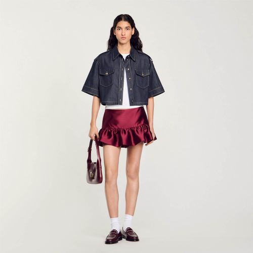 Mini short jupe en satin - Sandro Paris - Modalova