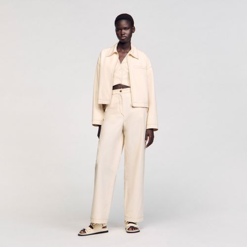 Blouson en jean à lacets - Sandro Paris - Modalova