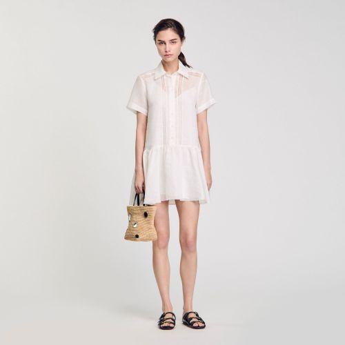 Robe courte à détails dentelle - Sandro Paris - Modalova