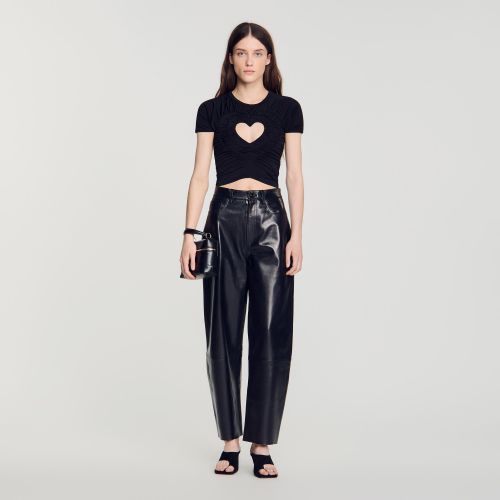 T-shirt court froncé caur - Sandro Paris - Modalova