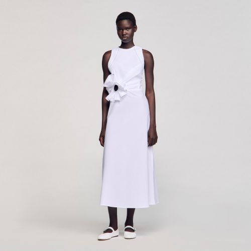 Robe longue à détail volant - Sandro Paris - Modalova