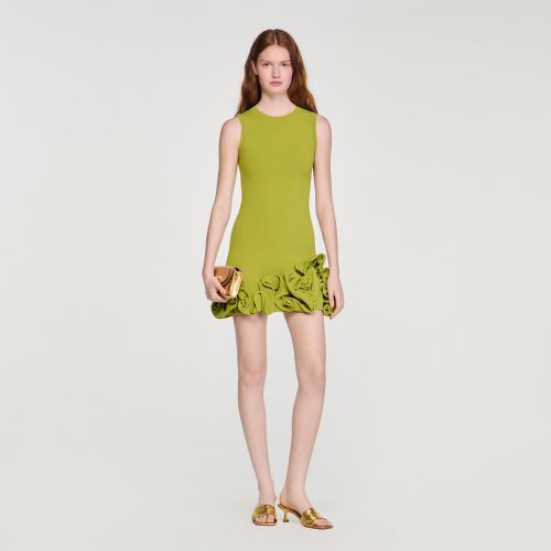 Robe courte en maille à fleurs - Sandro Paris - Modalova