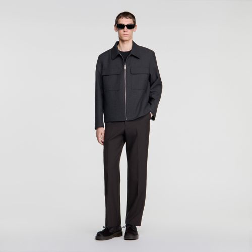 Blouson droit à zip - Sandro Paris - Modalova