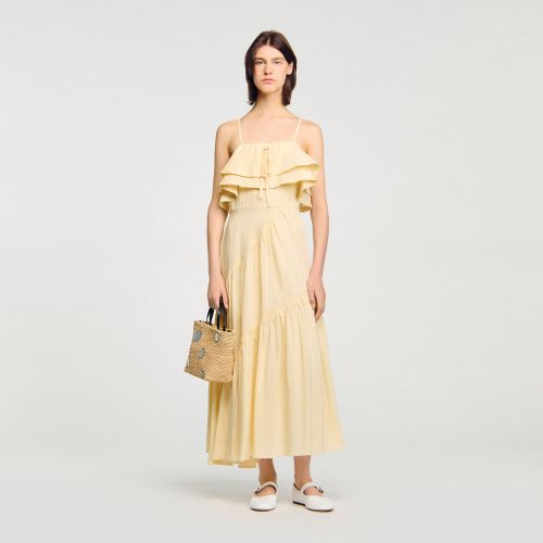 Robe longue à volants - Sandro Paris - Modalova