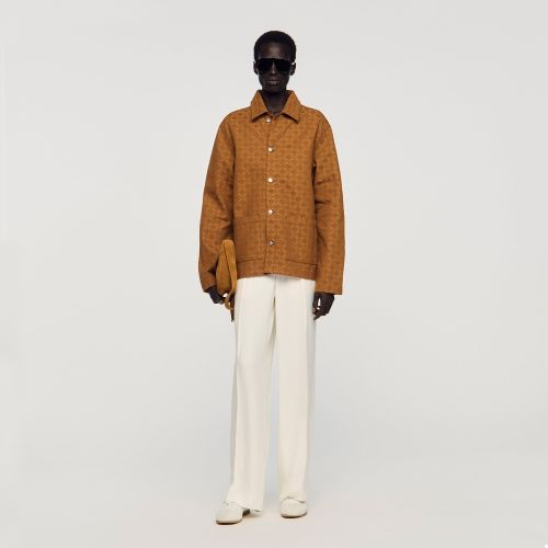 Blouson en denim Square Cross - Sandro Paris - Modalova