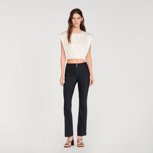 Pantalon à plis et zip - Sandro Paris - Modalova