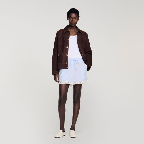 Short à détails dentelle - Sandro Paris - Modalova