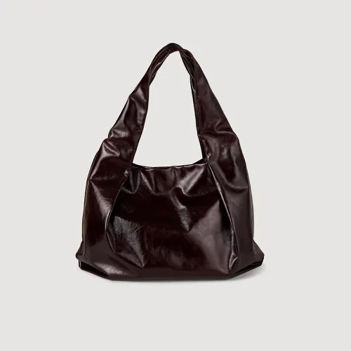 Grand sac en cuir brillant - Sandro Paris - Modalova