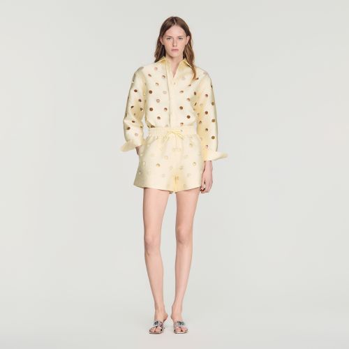 Short à trous à strass - Sandro Paris - Modalova