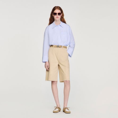 Bermuda à fleurs découpées en coton - Sandro Paris - Modalova