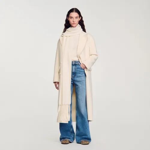 Manteau long en laine mélangée - Sandro Paris - Modalova