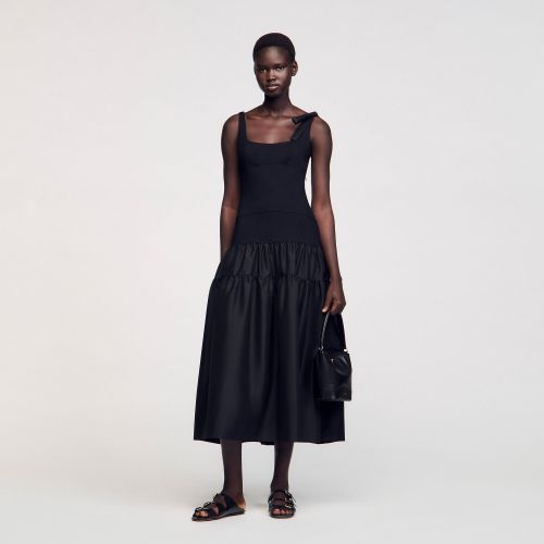 Robe longue bimatière - Sandro Paris - Modalova