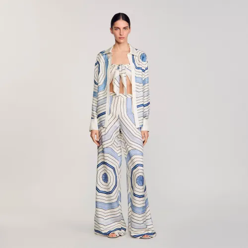 Pantalon large à imprimé spirales - Sandro Paris - Modalova