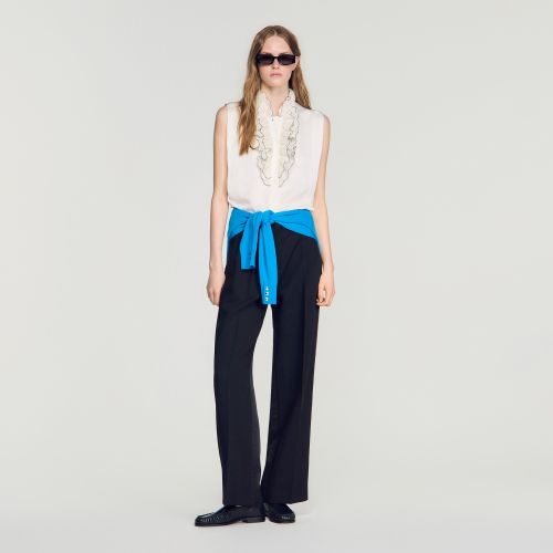 Chemise col volanté - Sandro Paris - Modalova