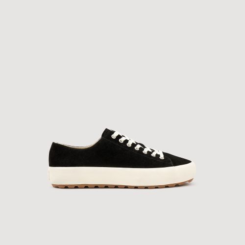 Sneakers basses en croûte de cuir - Sandro Paris - Modalova