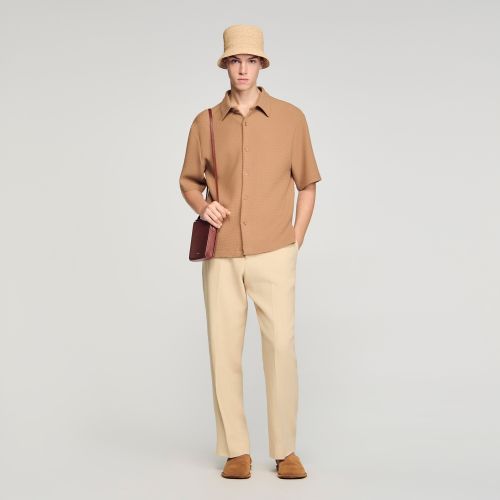 Chemise effet texturé à col requin - Sandro Paris - Modalova