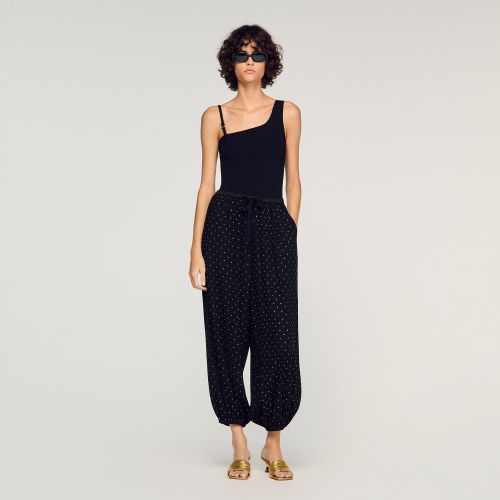 Pantalon large à strass - Sandro Paris - Modalova