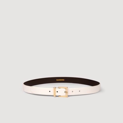 Ceinture en cuir lisse boucle métal - Sandro Paris - Modalova