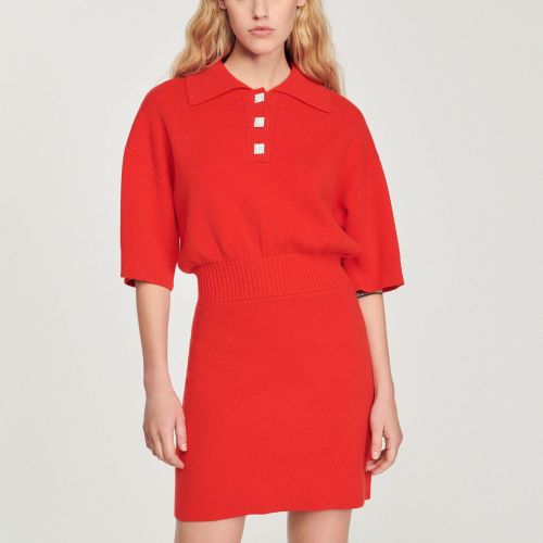 Robe polo courte en maille - Sandro Paris - Modalova