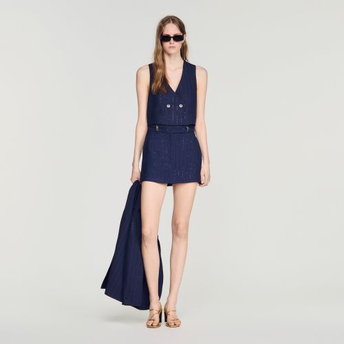 Jupe short à rayures sequins - Sandro Paris - Modalova