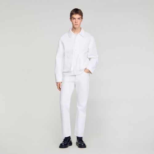 Blouson worker en denim - Sandro Paris - Modalova