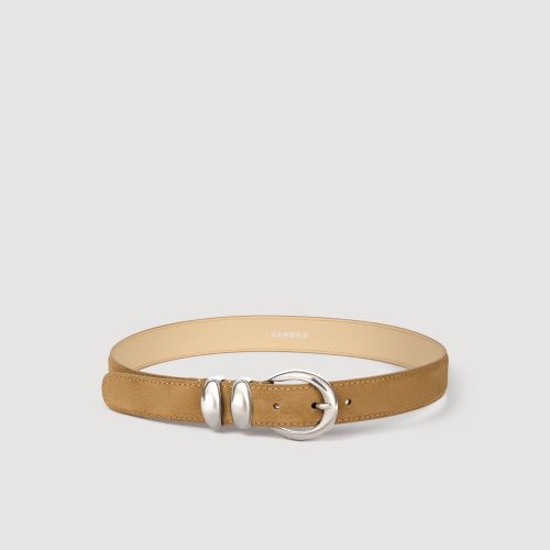 Ceinture en cuir boucle métallique - Sandro Paris - Modalova