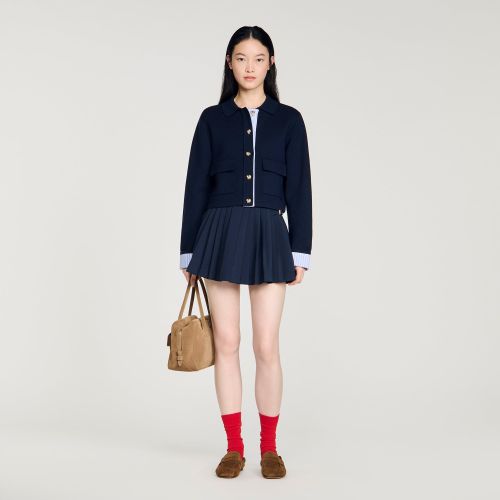 Cardigan en laine à col polo - Sandro Paris - Modalova