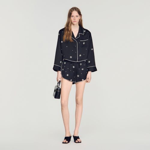 Short brodé perles et strass - Sandro Paris - Modalova