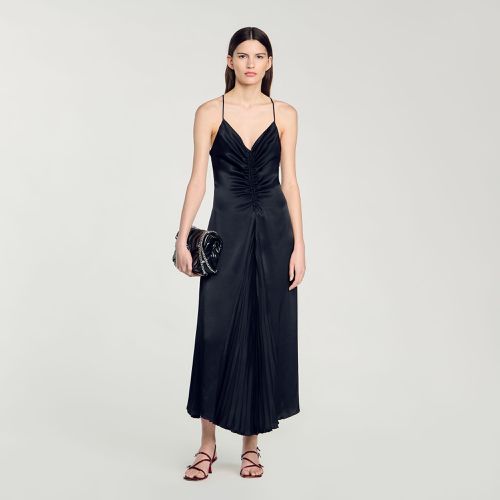 Robe longue satinée - Sandro Paris - Modalova