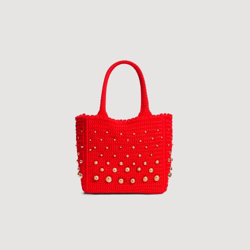 Sac en maille crochet à studs - Sandro Paris - Modalova