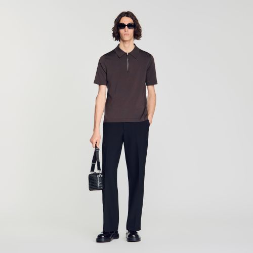 Polo zippé en maille - Sandro Paris - Modalova