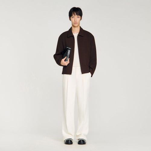 Blouson gaufré zippé col classique - Sandro Paris - Modalova