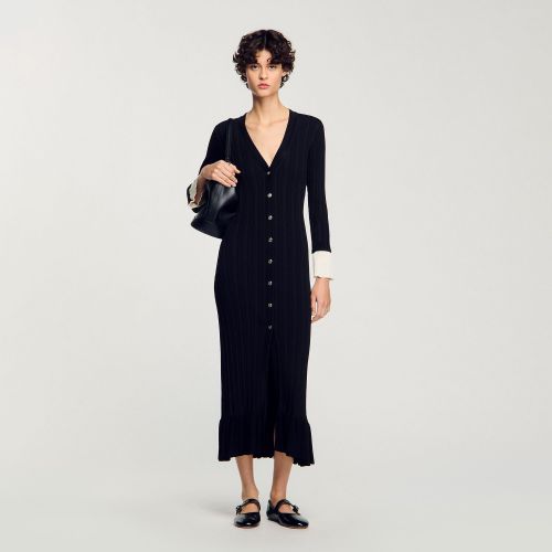 Robe longue volants contrastés - Sandro Paris - Modalova