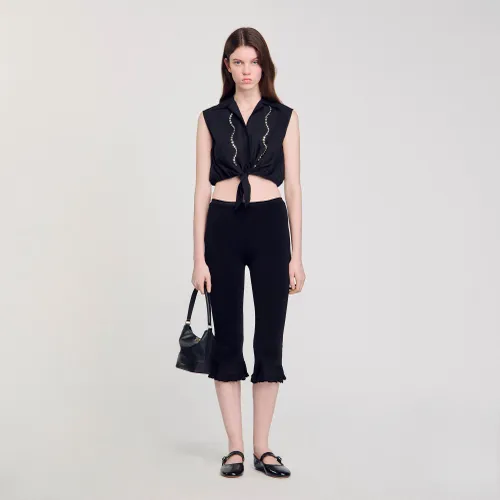 Chemise courte strassée - Sandro Paris - Modalova
