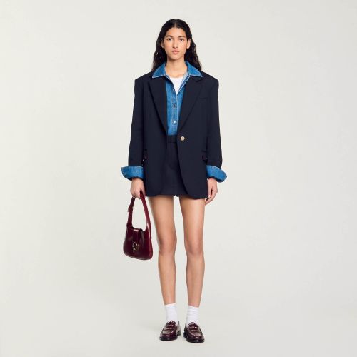 Veste de costume oversize en laine - Sandro Paris - Modalova