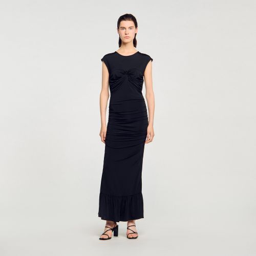 Robe longue drapée - Sandro Paris - Modalova
