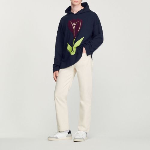 Hoodie à capuche et broderies tulipes - Sandro Paris - Modalova