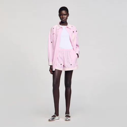 Chemise strassée à rayures - Sandro Paris - Modalova