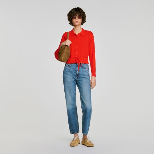 Cardigan en maille pointelle - Sandro Paris - Modalova