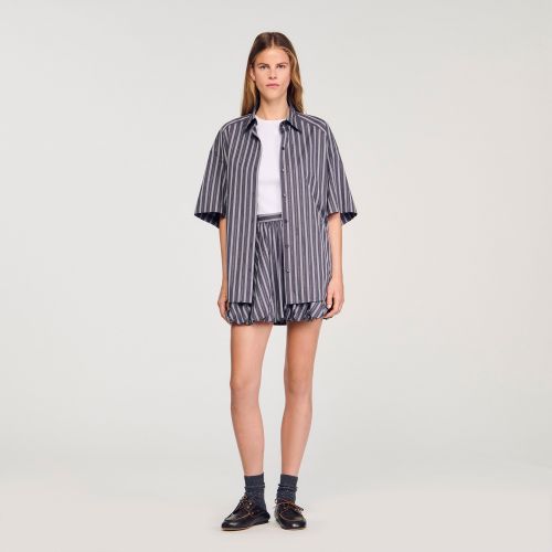 Chemise oversize rayée strassée - Sandro Paris - Modalova