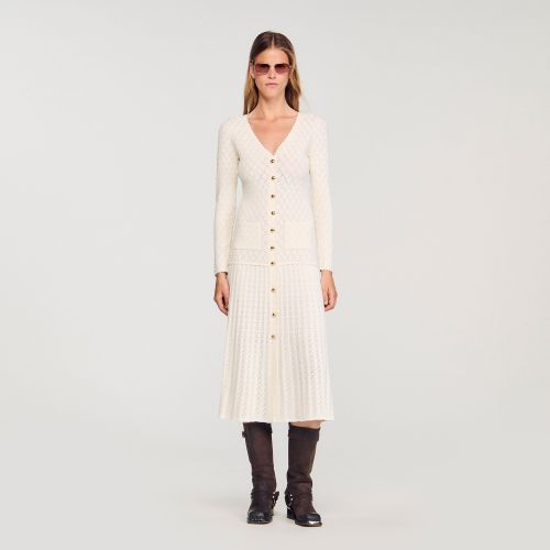 Robe longue en maille fantaisie - Sandro Paris - Modalova