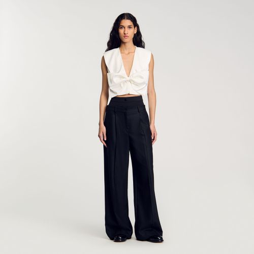 Pantalon rayé à double ceinture - Sandro Paris - Modalova