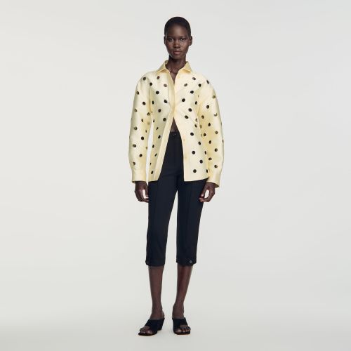 Pantalon capri à plis cassés - Sandro Paris - Modalova