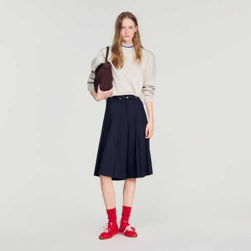 Short long plissé en laine - Sandro Paris - Modalova