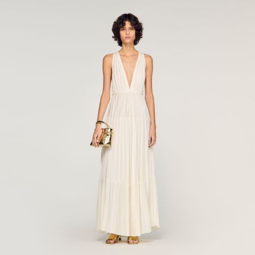 Robe longue plissée - Sandro Paris - Modalova