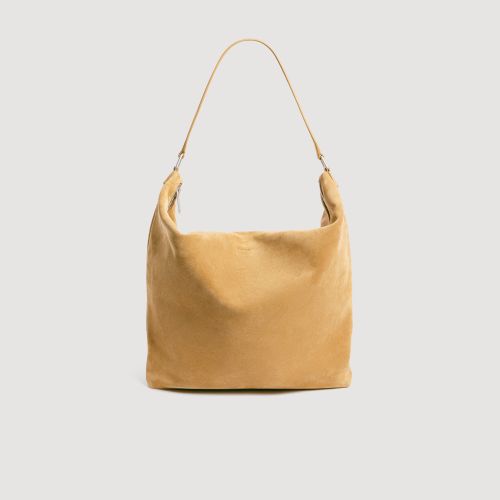 Sac hobo zippé en croûte de cuir - Sandro Paris - Modalova