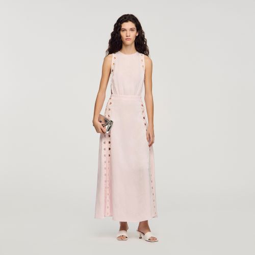 Robe longue à jacquard fleurs - Sandro Paris - Modalova